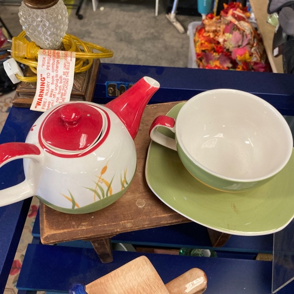 Hues and Brews Kitchen Tea Pot With Cup Hues And Brews Gift Present Housewarming Poshmark